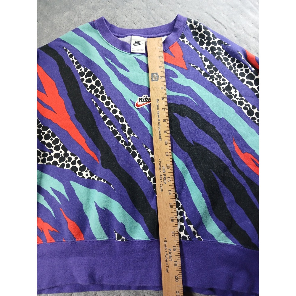 Nike Airloom Oversized Large Crewneck Sweatshirt Purple 90s Vibe Abstract Crop - Picture 3 of 6